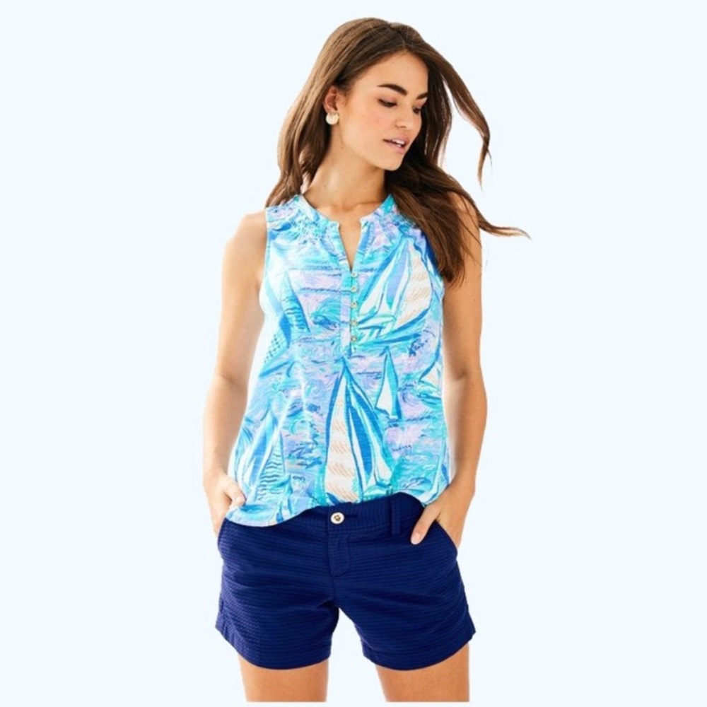 Lilly Pulitzer Essie Tank Top - Light Lilac Verbena Aboat Time - Size S